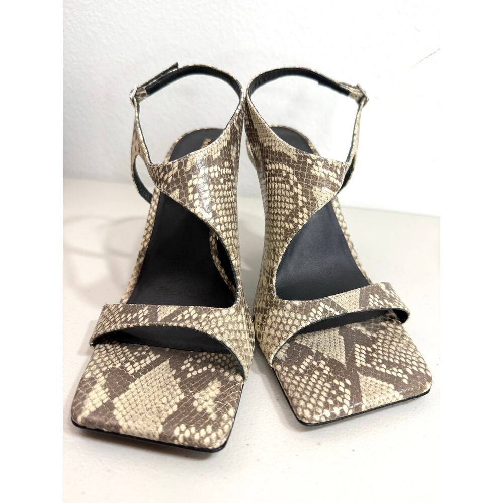 Reformation Square Toe Slingback Heels Tan Snake Print US 10 — NWOB - Picture 4 of 13